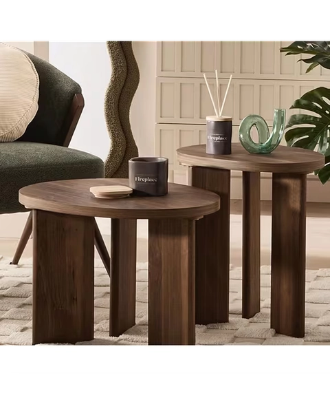 Set of 2 Walnut Side Tables