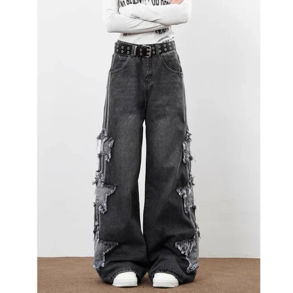 Women's Baggy Patchwork Denim Pants