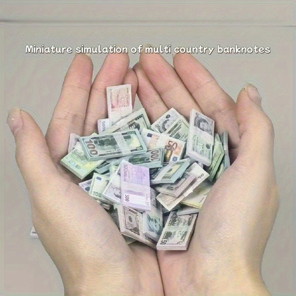 5 Bundles of About 100 Miniature Money Bills, Realistic Mini Paper Currency with Decorations, Self-Adhesive Matte Surface Unscented, Suitable for Creative Nail Art, Manicure Supplies