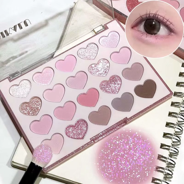 Sweet Pink 20 Color Heart Shaped Eyeshadow Plate Pearl Glitter Purple Eyeshadow Pink Blusher Naturally Brightens Korean Makeup - AliExpress 66