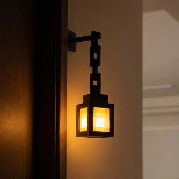 Retro Pixel Lantern Night Light, Color Changing LED Touch Lamp, Gamer Room Bedroom Decor Gift