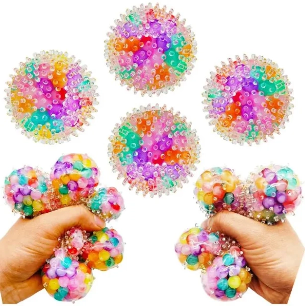 4 Pcs Squishy Stress Balls Fidget Toys for Adults, Stress Relief Squeeze Fidget Balls Set for Party Favors Birthday and Goodie Bag Stuffers