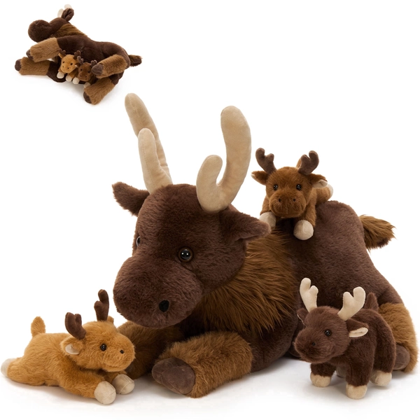 Muiteiur 4Pcs Moose Stuffed Animal 17.7" Stuffed Moose Mom with 3 Baby Moose Plushies - Walmart.com