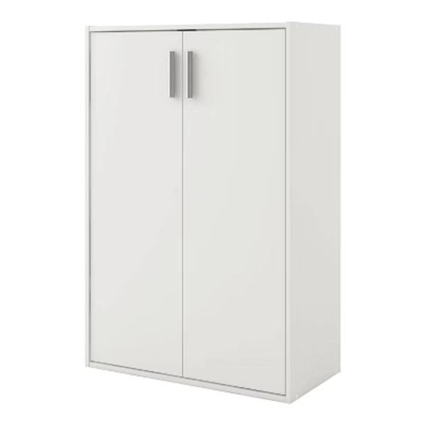 24/7 Shop At Home 35.27" Silkpath Modern 3 Tier Stackable and 2 Door Modular Bookcase White: MDF Construction, Enclosed Shelving