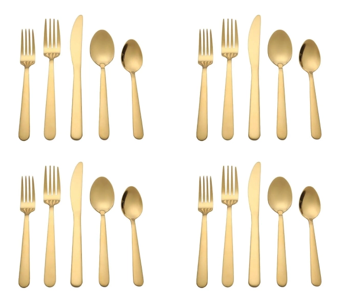 Hometrends 20 Piece Stainless Steel Flatware Set Gold, HT 20 Pc Gold Flatware