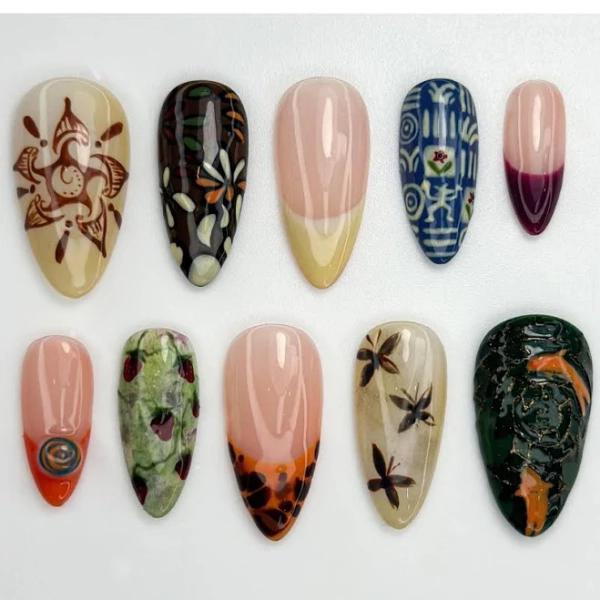 Unique Artistic Nail Designs Hand-Painted Press On Nails
