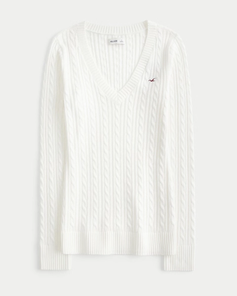 Cable-Knit Icon V-Neck Sweater