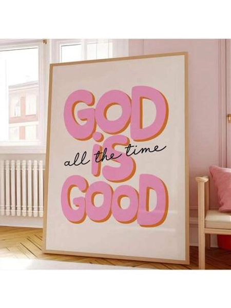 1 God Is Always Good Quotes Wall Art Vintage Print Jesus Poster Bible Art Decor For Bedroom, Living Room Or Office Framed.Baby Room Wall Art, Baby Room Decor.
