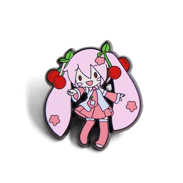 Kawaii Sakura Virtual Singer Enamel Pin Pink Thighhighs Twintail Girl Badge Cute Idol Brooch Fans Otaku Gift Accessories - AliExpress 