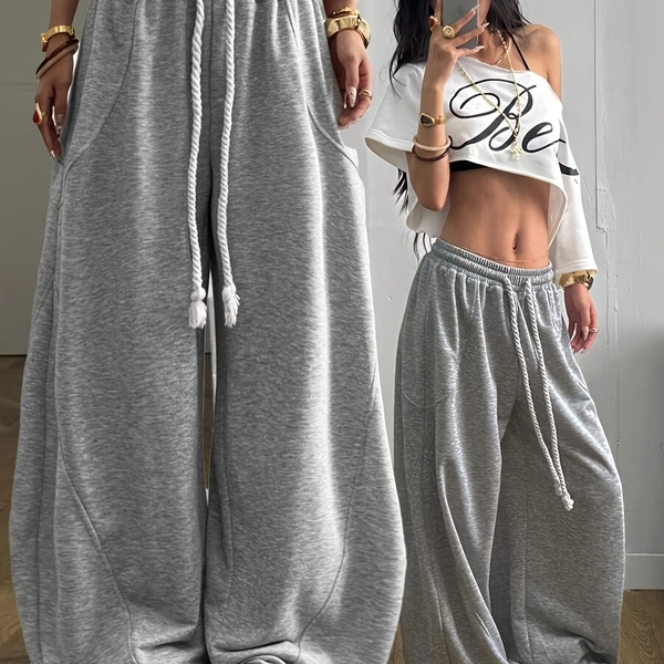 Autumn and Winter Women's Fashion Comfortable Versatile Casual Lazy Design Drawstring Pants