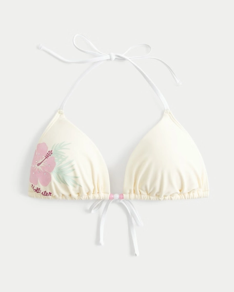 Floral Logo Graphic Triangle Bikini Top