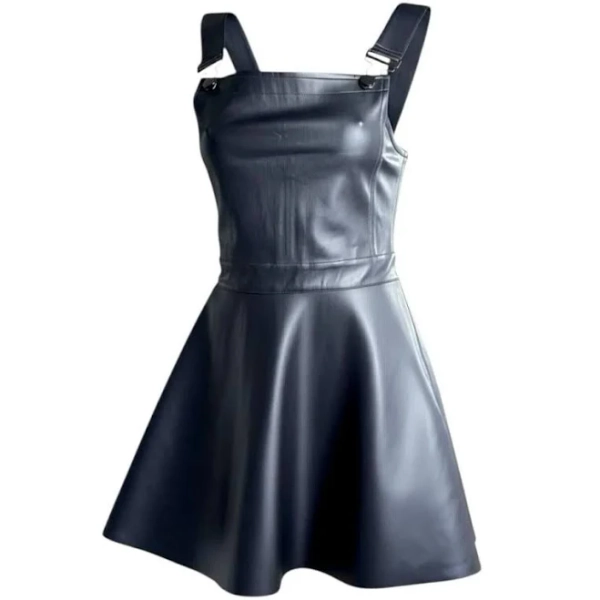 Killstar Neve Black Faux Leather Pinafore Mini Dress S NWT - $65 - Small - Dresses - new-with-tags - killstar1