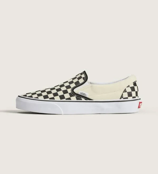 Vans Classic Slip-On Checkerboard Shoes (Black / Off White) - 10.5 Men 12.0 Women