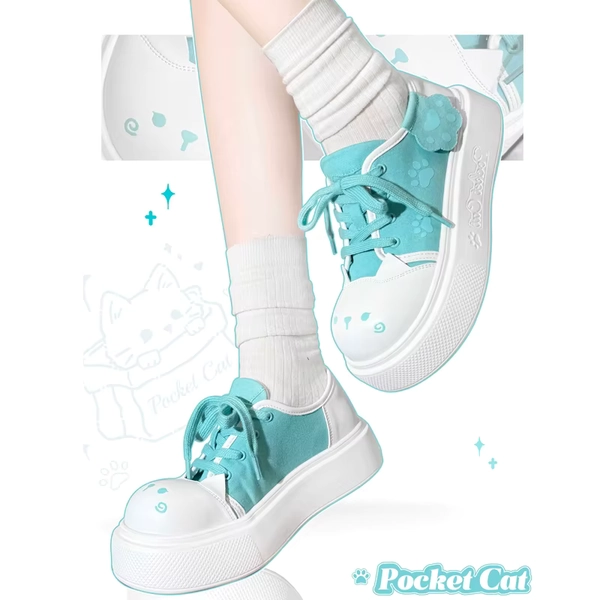 Meow Meow Imprint Pocket Cat Lolita Original Punk Sweet Canvas Shoes Thick Soled Shoes Sweet Girl Student Single Shoes - AliExpress 322