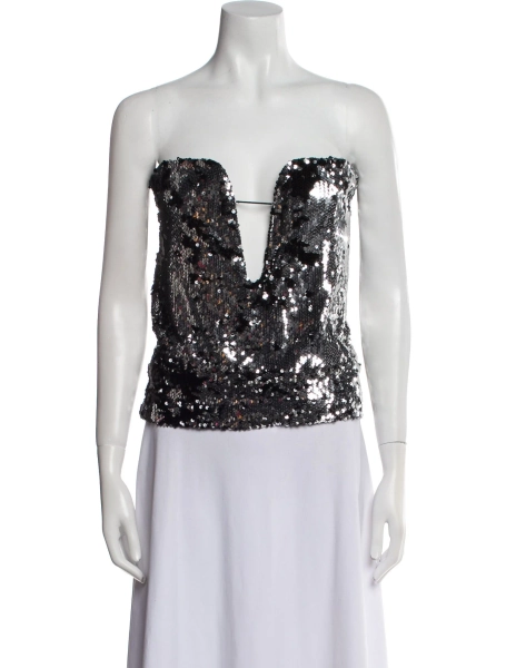 Printed Strapless Crop Top