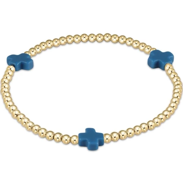 enewton Signature Cross Gold Pattern 3mm Bead Bracelet