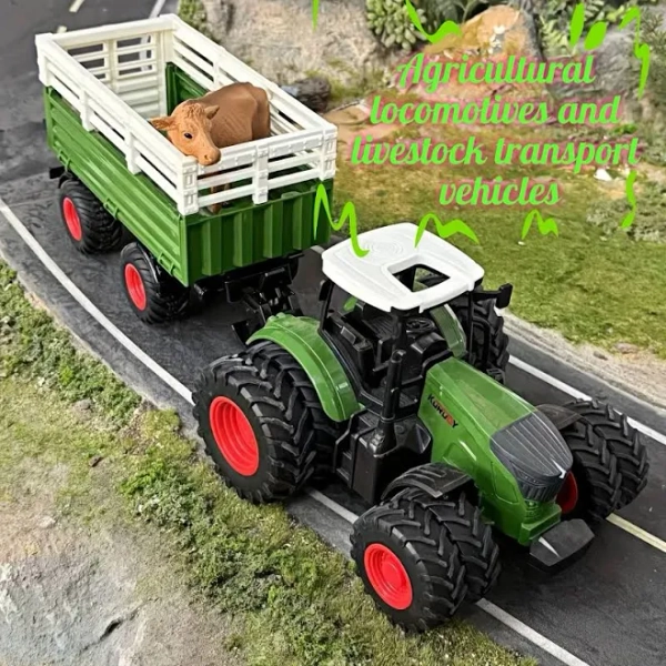 Front Agricultural Vehicle with Livestock Transport, Pairing Farmers' Tractor with Yellow Cow, Farm toys, Farm toys for boys, Boy toys 3 to 5 year,