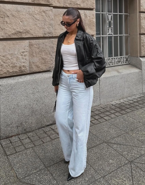 Balloon leather effect jacket