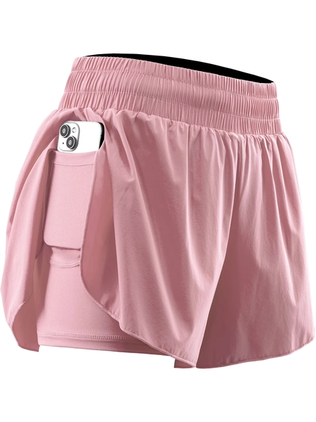 NELEUS Womens 2 in 1 Workout Yoga Shorts for Athletic Gym Running Casual Summer Short with Pocket,Pink,US Size M - Walmart.com