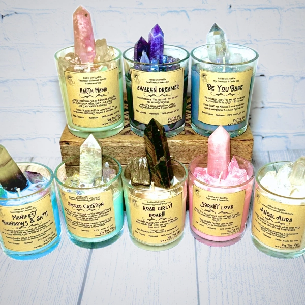 Reiki Charged Crystal Candles - Healing Candles - Intention Candles -  Crystal Energy Candles - Manifestation Candles