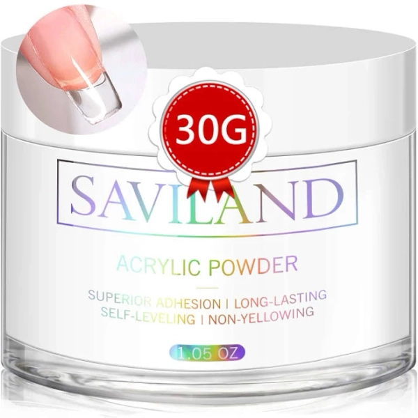 Women's Saviland White Acrylic Powder 30g Professional Acrylic Nail Powder for Acrylic Nails Extension