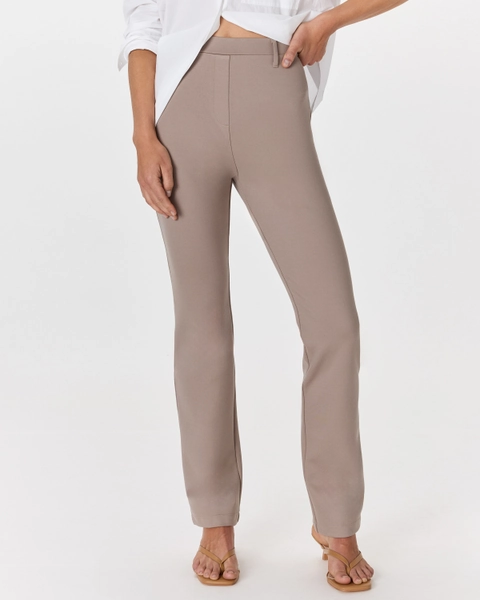 Ultra-Stretch Ponte Straight Leg Pants in Morel Grey
