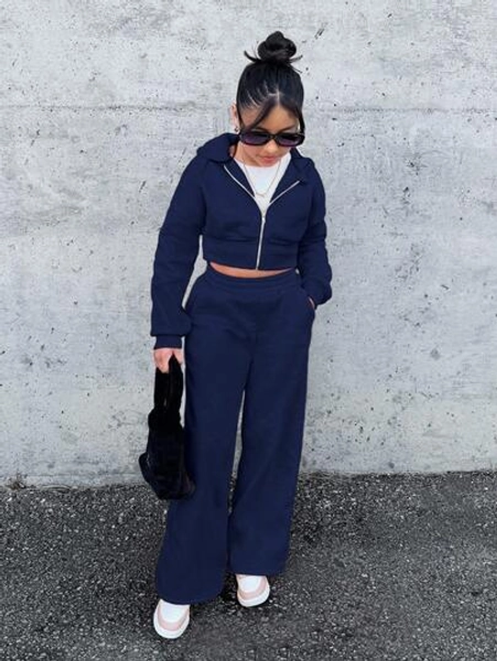 SHEIN Tween Girl Nova Glow Kids Fashion Comfortable Party & Street Solid Color Knit Hooded Sweatshirt Sweatshirt Loose Set