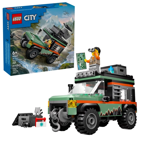 LEGO City Off-Road 4x4 Mountain Truck Toy - Building Toy Set for Kids, Boys and Girls, Ages 6+ - Gift for Kindergarten Graduation - with Adventurer Minifigure and Accessories - 60447 - Walmart.com