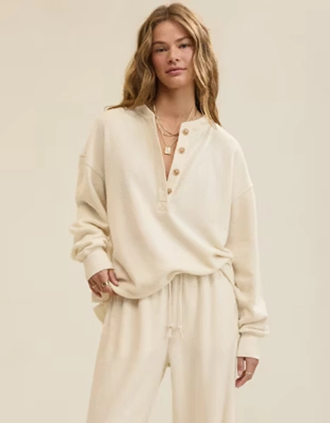 Aerie Sherpa Henley Sweatshirt
