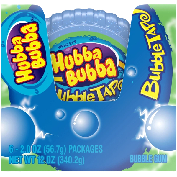 HUBBA BUBBA Sour Blue Raspberry Bubble Gum Tape, 2 oz (6 Packs)