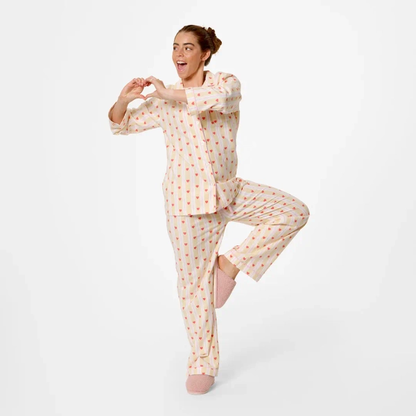 Hearts Flannelette Pyjamas Small