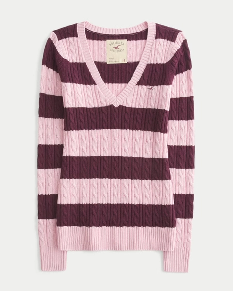 Hollister Ivy Cable-Knit V-Neck Sweater