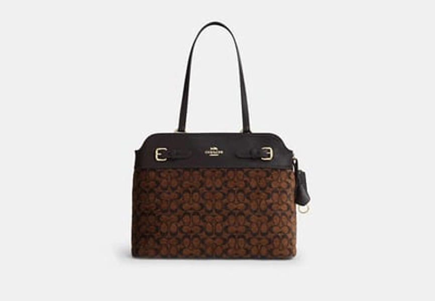 Coach Outlet Easton Tote Bag In Signature Chenille - Brown, Size: Extra Large