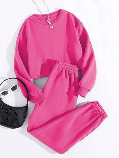 GlowEve Women Casual Solid Color Long Sleeve Top And Pants Two Pieces Set