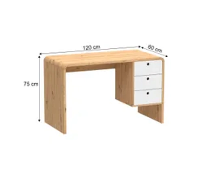Bureau droit avec tiroirs JOEY imitation chêne et blanc