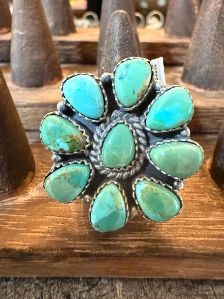 Mojave Turquoise Adjustable Cluster Ring - Size Adjustable