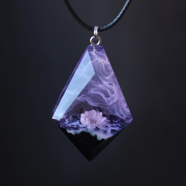 Flower pendant Perfect gift for her Wood resin pendant