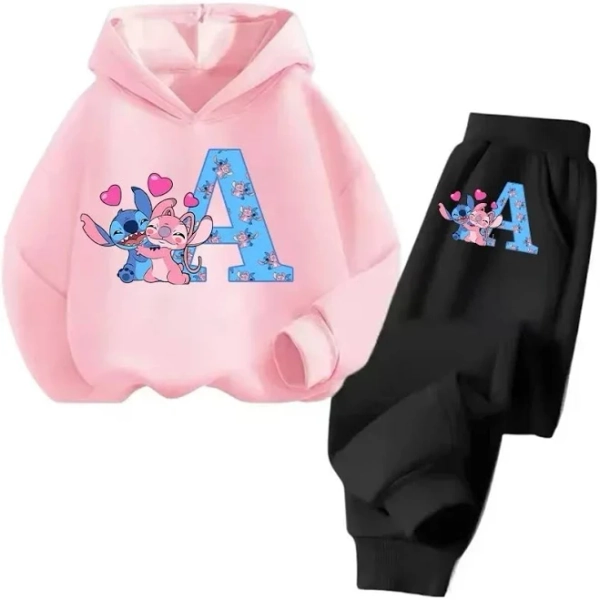 Disney Children's Cartoon Stitch Hooded Sweatshirt + Pants Set
