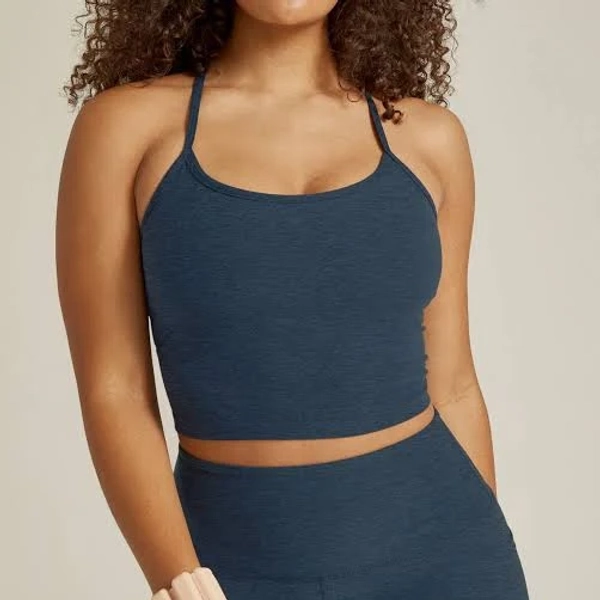 Beyond Yoga: Spacedye Slim Racerback Cropped Tank Navy / Small / SD4382