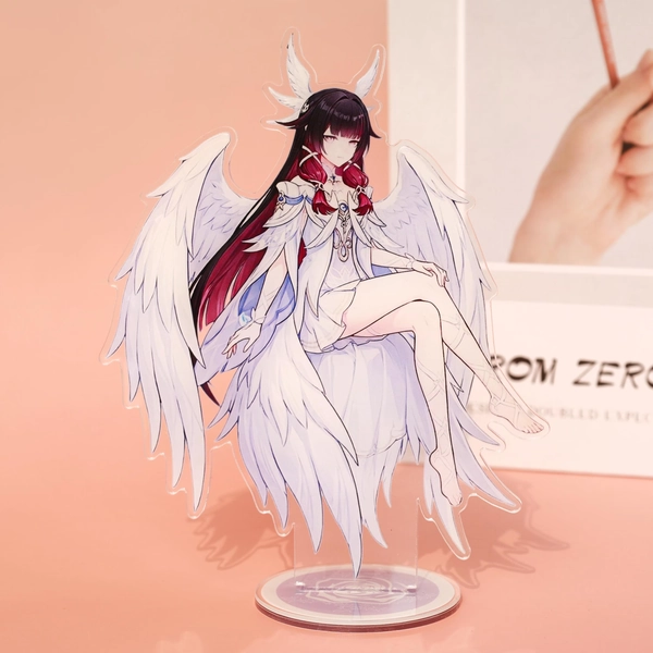 Genshi Colombina acrylic standee from Honkai Star Rail features her on a crescent moon, perfect for anime desk decor, Mother's Day Gifts