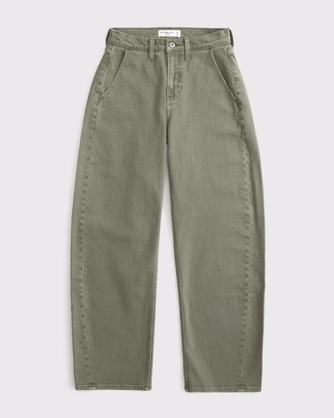 High Rise Barrel Olive Jean