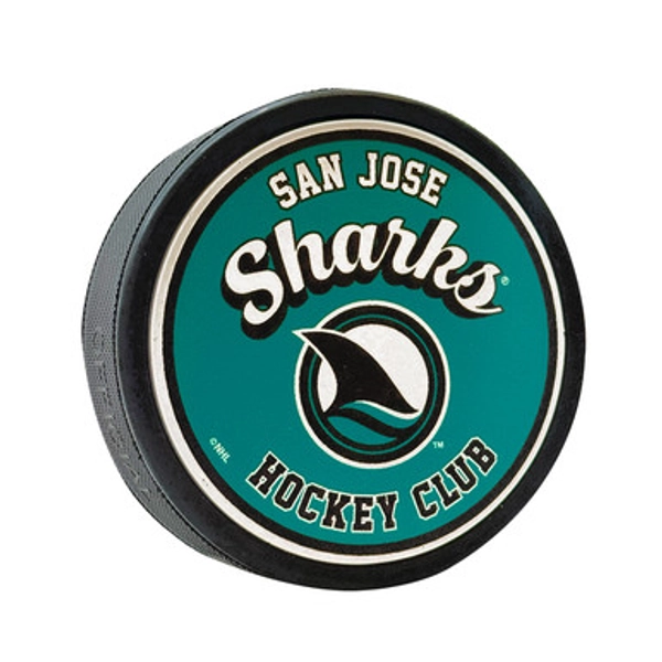 San Jose Sharks Mustang Retro Script Puck