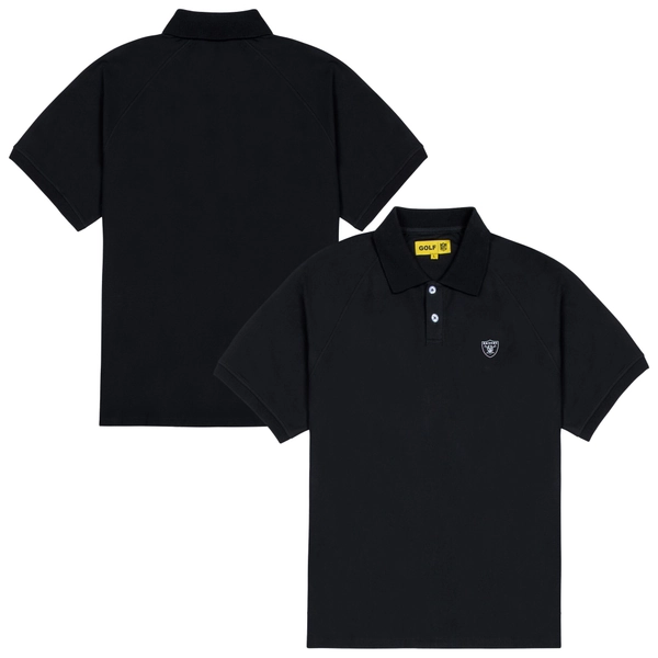 Men's Las Vegas Raiders GOLF WANG Black Raglan Polo