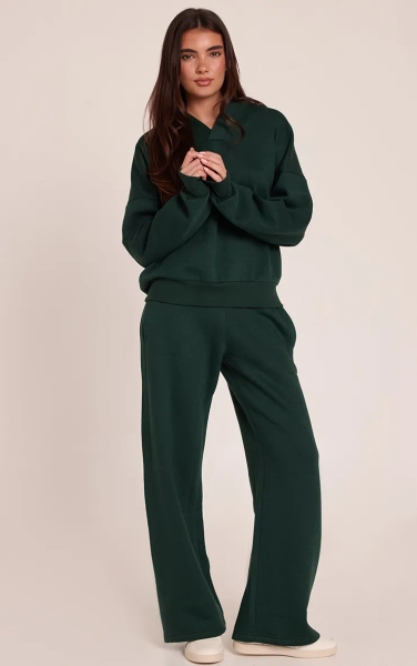 Forest Green Low Rise Straight Leg Joggers