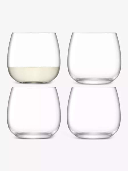 LSA International Borough Stemless White Wine Glasses, Set of 4, 370ml, Clear