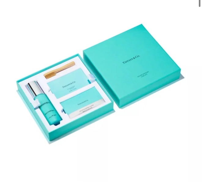 Tiffany Silver Jewelry Care Kit with Polish Spray, Polishing Cloth and a Brush
