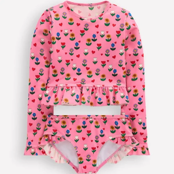 Boden Girls Hem Frill Rash Vest Set