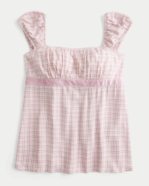 Easy Satin Tie Babydoll Top