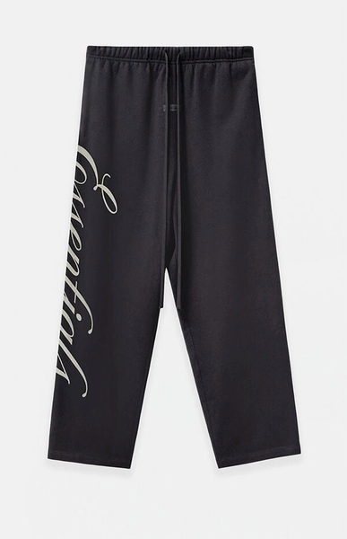 Vintage Black Script Logo Lounge Fleece Baggy Sweatpants