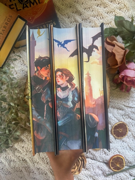 Fourth Wing, Iron Flame, Onyx Storm by Rebecca Yarros Custom Designed Special Edition Book with Digitally Printed Fore Edges